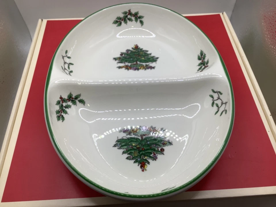 Spode Christmas Tree Divided Serving Dish Oven to Table NEW NIB - Image 2 of 4