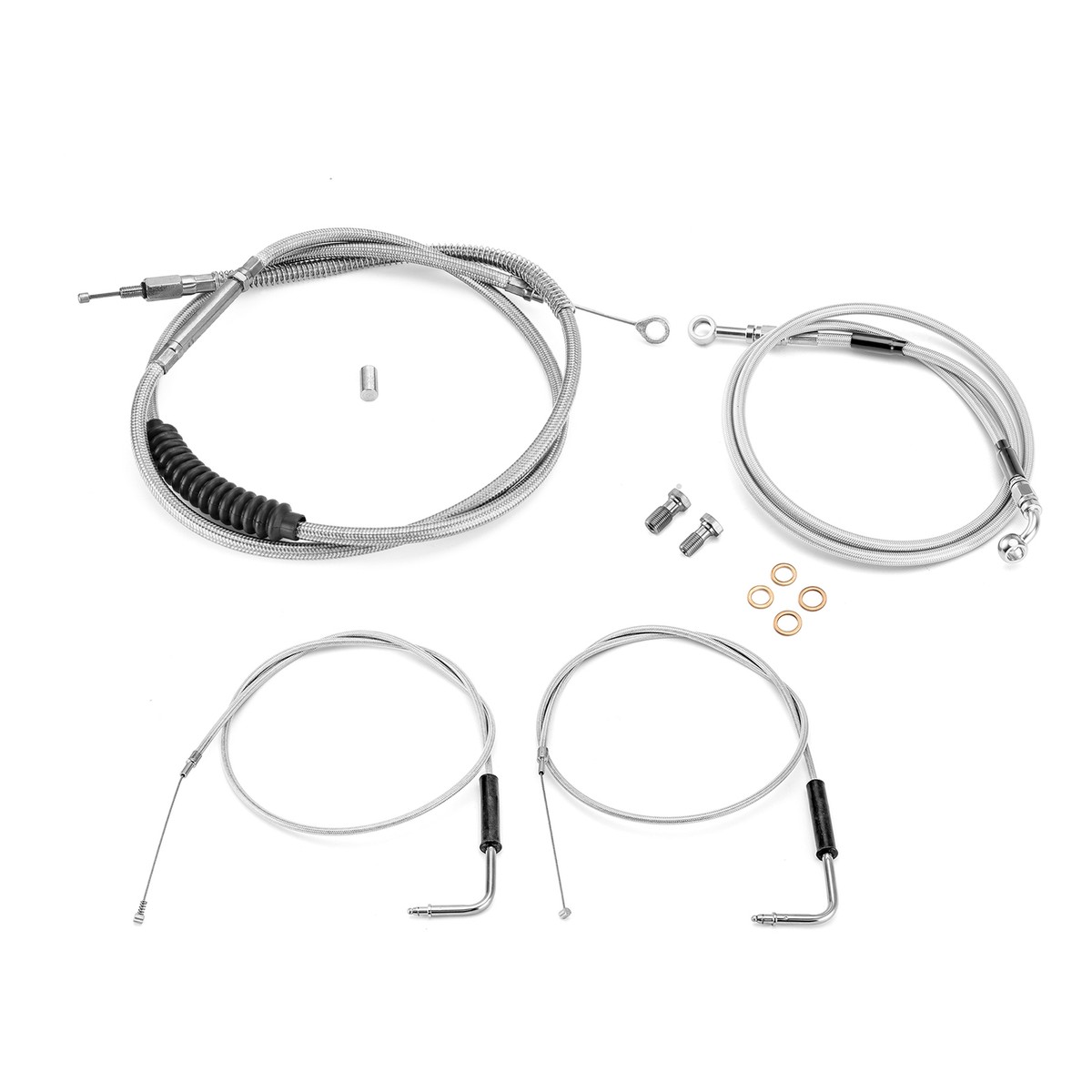 Burly 16" Ape Hanger Braided Stainless Steel Cable/Brake Line Kit - B30 Burly 16" Ape Hanger Braided Stainless Steel Cable/Brake Line Kit - B30