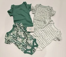 Baby 4pk Foliage Short Sleeve Bodysuit - Cloud Island Olive Green 3-6M