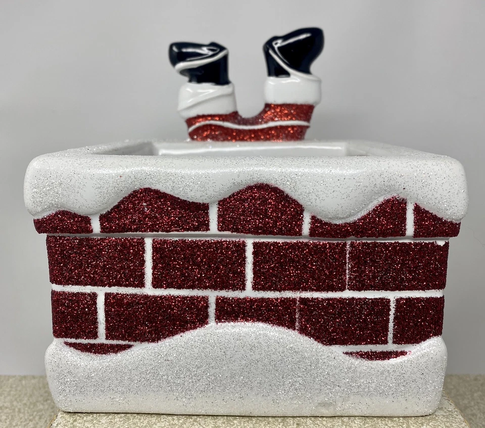 Suporte de vela Bath & Body Works Natal 2020 Papai Noel na chaminé 3 pavios novo com etiquetas - Imagem 4 de 4