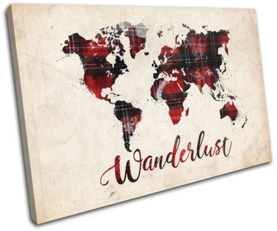 World Atlas Wanderlust Maps Flags SINGLE CANVAS WALL ART Picture Print