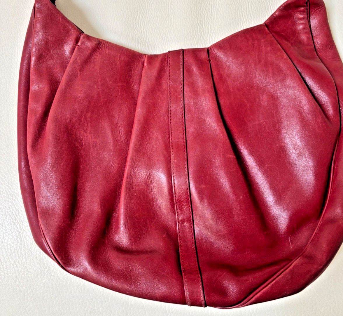 Borsa a tracolla YSL YVES SAINT LAURENT Rive Gauche pelle sangue di bue hobo cerniera usata in ottime condizioni