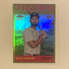 2023 Mitchell & Ness Lids Topps Chrome Riley Greene Gold Refractor /50 RC #64-1