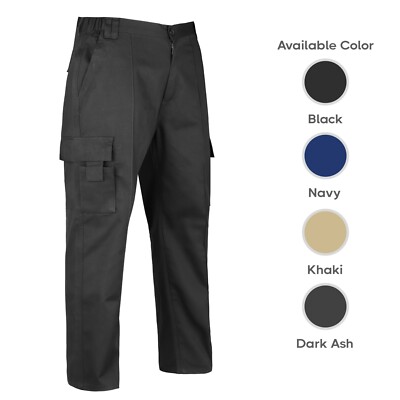 Mens Cargo Combat Work Trousers elasticated waist HEAVY DUTY