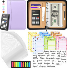 Budget Binder with Zipper Envelopes, Cash Envelopes for Budgeting, A6 PU Leat...
