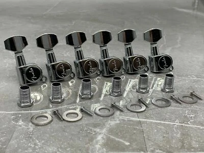 ALLJITA Cabezales de máquina afinadores de guitarra cromados 6R para guitarra Fender Stratocaster Telecaster