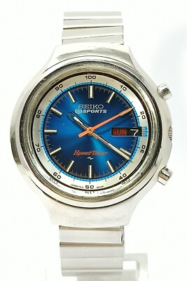 Seiko Sports Speed Timer 7015-8000 Vintage Uhr watch blau dial clock selten