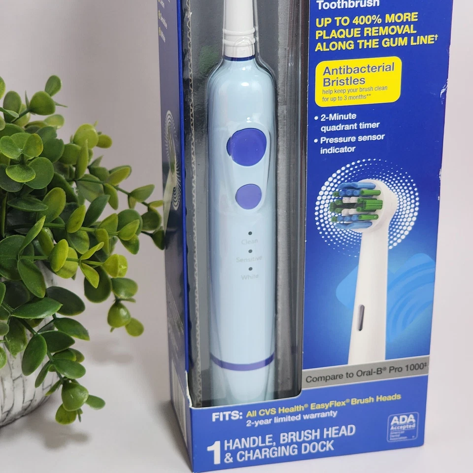 Escova de dentes recarregável CVS Health EasyFlex Pro Premium ~temporizador ~ Sensor de pressão - Imagem 3 de 4