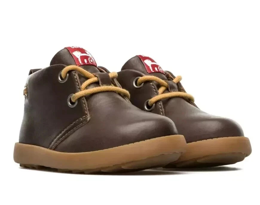 Camper Infantes Reino Unido 3.5 UE 20 Bryn Cuero Marrón Con Cordones Zapatillas Botas