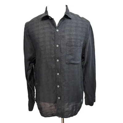 Chemise Hawaïenne Tommy Bahama Lin Noir Manches Longues L - Photo 1/4