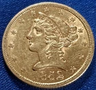 A US Mint Gold Coin 1852 Liberty Head Half Eagle $5 Gold Piece Vintage Type Coin