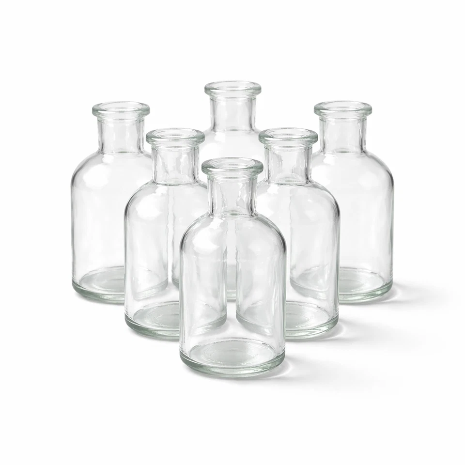 6 Glasflaschen Blumenvasen Kerzenhalter Leere Dekoflaschen Minivasen Fläschchen - Bild 1 von 4