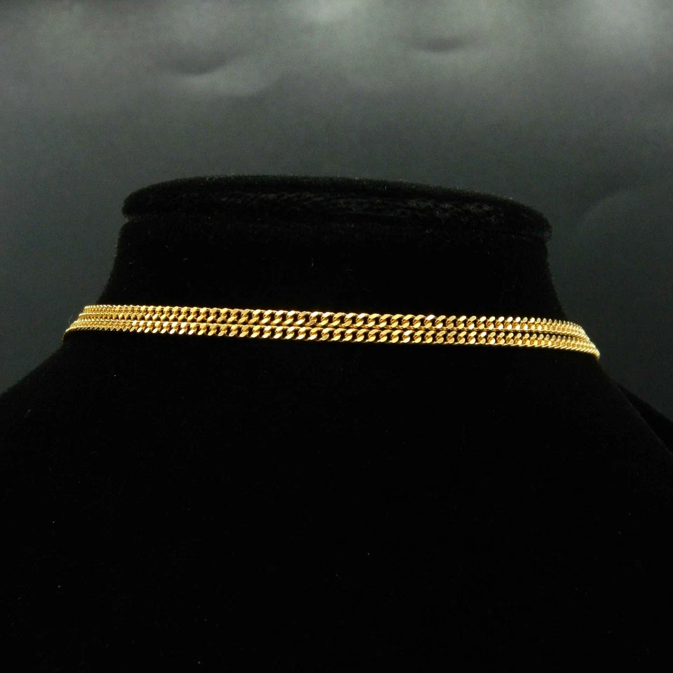 O932-Chaîne Or jaune 18k-Maille Gourmette Plate de 2,05 x 2,54 mm-50,5cm de long