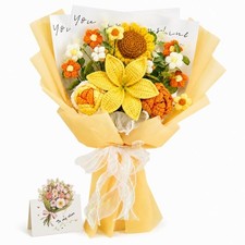 Crochet Flowers, Crochet Flower Bouquet, Handmade Knitted Liliy Sunflower