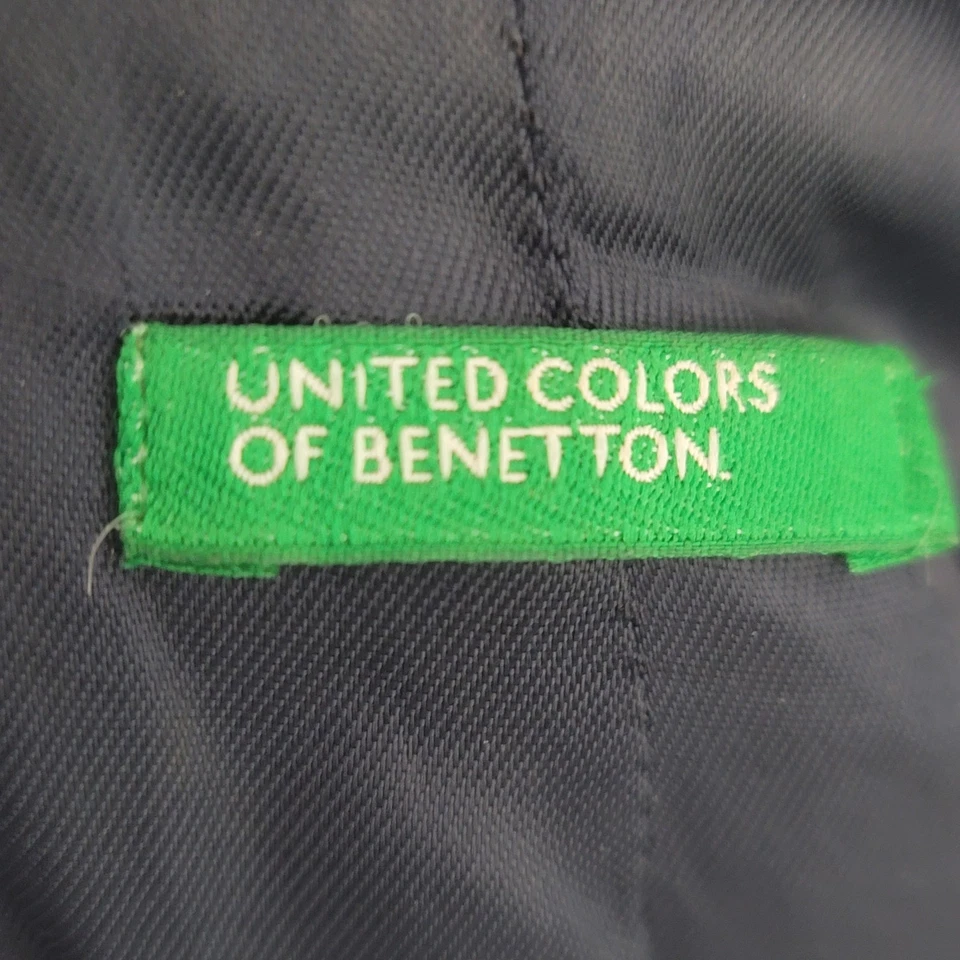Gabardina larga de lana azul marino United Color of Benetton de colección cuello de piel sintética talla 6 Foto 4 de 4