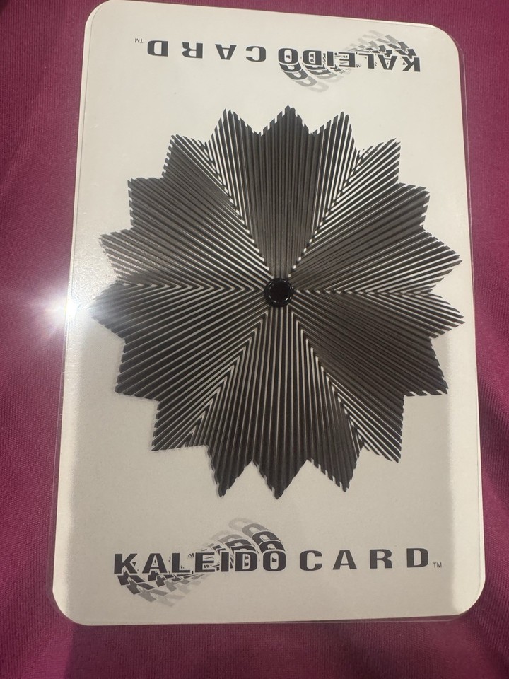Vintage 1991 Kaleido Card Moire Optical Illusion Postcard Rotating Overlay