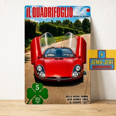 Alfa Romeo 33 Stradale Metal Tin Sign 20x30cm Vintage Italian Car Poster