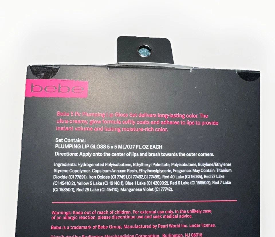 Bebe Shimmer Pouts Juego de 5 piezas Brillo de Labios Relleno Color Vibrante Larga Duración NUEVO Foto 4 de 4
