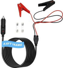 12V Automobile Lead-Acid Battery Charging Cable Cord, 6.6FT-6.6FT, Black