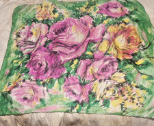 Vintage Silk Scarf with Bold Colors 31" x 33" 1940's-50s