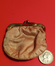  2 Ladies SATIN small Coin Purse accessory Vintage pale Pink JEMCO maker mark