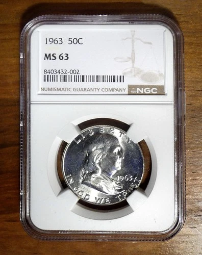 1963 Franklin Silver Half Dollar 50¢ ~ NGC Graded MS63