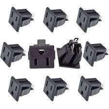Panel Mount Outlet Power Socket 10Pcs US Plug 3 Pins AC 15A 125V Black