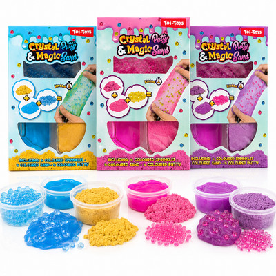 Schleim Set Zum Selber Machen Crystal Putty & Magic Sand mit Perlen Slime Kit  