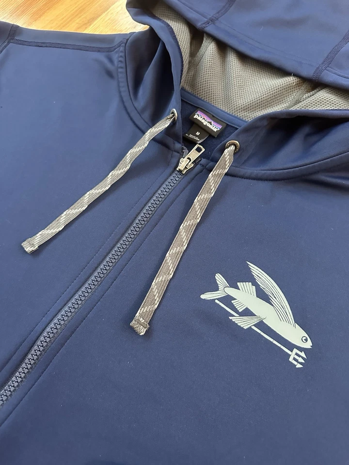 Patagonia Men's M Flying Fish Full Zip Hoodie Navy Polycycle VGUC - Image 3 of 4