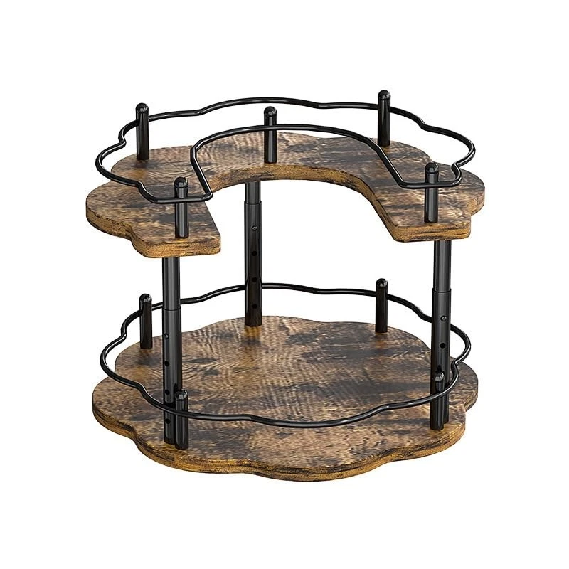 2 Tier Lazy Susan, Lazy Susan Turntable Cabinet with 3 Adjustable Heights Gua...