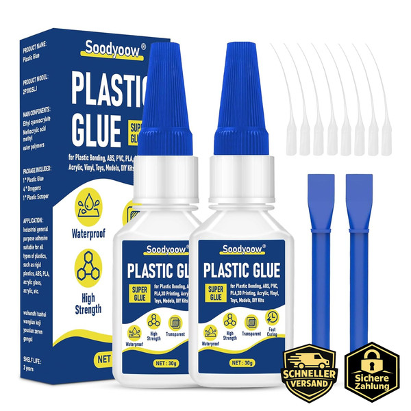 Kunststoffkleber Extra Stark 2X30G Sekundenkleber FüR Modellbau 3D Druck Set-image
