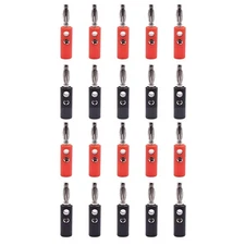 HiLetgo 20pcs 4MM Banana Plug Male Audio Speaker Jack Amplifier Red 
