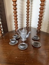 Antique Miniature Doll/Child s Silver Pewter Tea Set