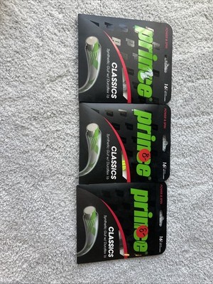 Three Power And Spin Prince Tennis Racket String  Gray, Yellow/green, And Black￼