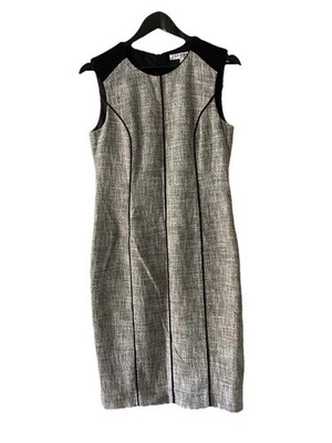 Boucle-Etuikleid Damen L.K Bennett schwarz, weiß & grau, UK-Größe 12,