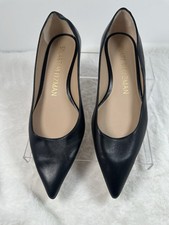 Stuart Weitzman Linsi 75 Block Heel Black Leather Pumps Shoes Size 8 B
