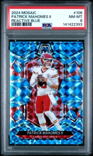 2024 PANINI MOSAIC REACTIVE BLUE #106 PATRICK MAHOMES II PSA 8