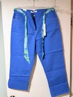 NWT Women's Bill Blass Capri Pants Size 14 Blue W/ Multi Colored Scarf Like Belt — photo 1