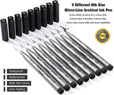 Precision Black Micro-Pen Fineliner Ink Pens, Waterproof Archival Ink, Drawin...