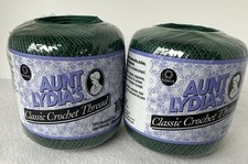 Aunt Lydia's Classic Crochet Thread Cotton 350 Yards Forest Green Lot Of 2 