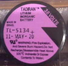 Brand New Tadiran TL-5134 3.6V 1000mAh 1/10D Lithium Battery TL-5134/P, MFG:2020