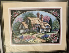 Vtg Rare DIMENSIONS Gold Collection Petites Enchanted Cottage Cross St. 1996 kit