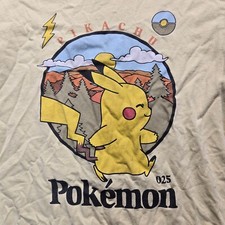 Pokemon Yellow Pikachu Graphic Short Sleeve Tee T-Shirt Youth Boy L Large 10/12