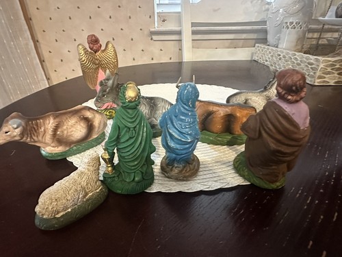 Sprouse-Reitz Plaster Chalk Ware NATIVITY 9 Pieces Christmas JAPAN/Italy - Picture 16 of 22