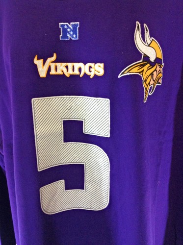 Womens NFL Majestic Minnesota Vikings Bridgewater #5 Long Sleeve Tee T-Shirt - Picture 3 of 4