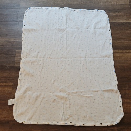 Koala Baby Paw Print Puppy Dog Blanket White Blue Thermal Waffle Weave Tan Brown - Picture 4 of 5