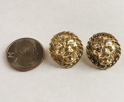 Signed JEZLAINE STERLING Gold Vermeil over Silver LION Pierced Earrings - Picture 3 of 11