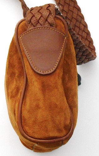 MARK CROSS Brown Suede Crossbody Woven Strap Shoulder Purse Made in Italy - Picture 3 of 8