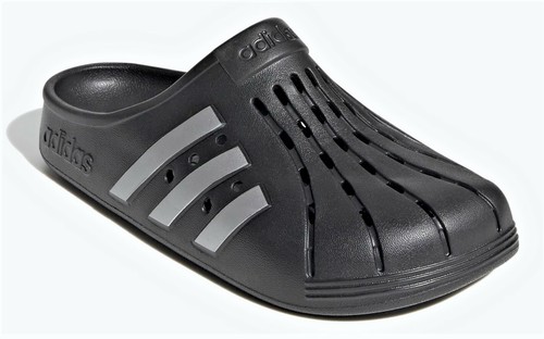 ADIDAS ORIGINALS 'Adilette Slip-On Clogs' Black/Silver US M9 W10 Pool Slide NIB!