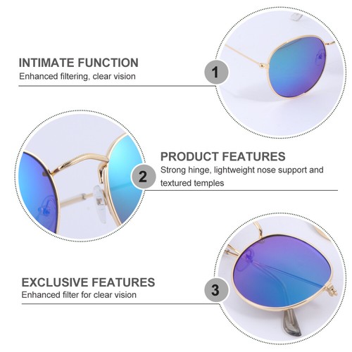 2 Pcs Retro Round Frame Sunglasses Outdoor Fashion Eyeglasses Woman Miss - Picture 5 of 12